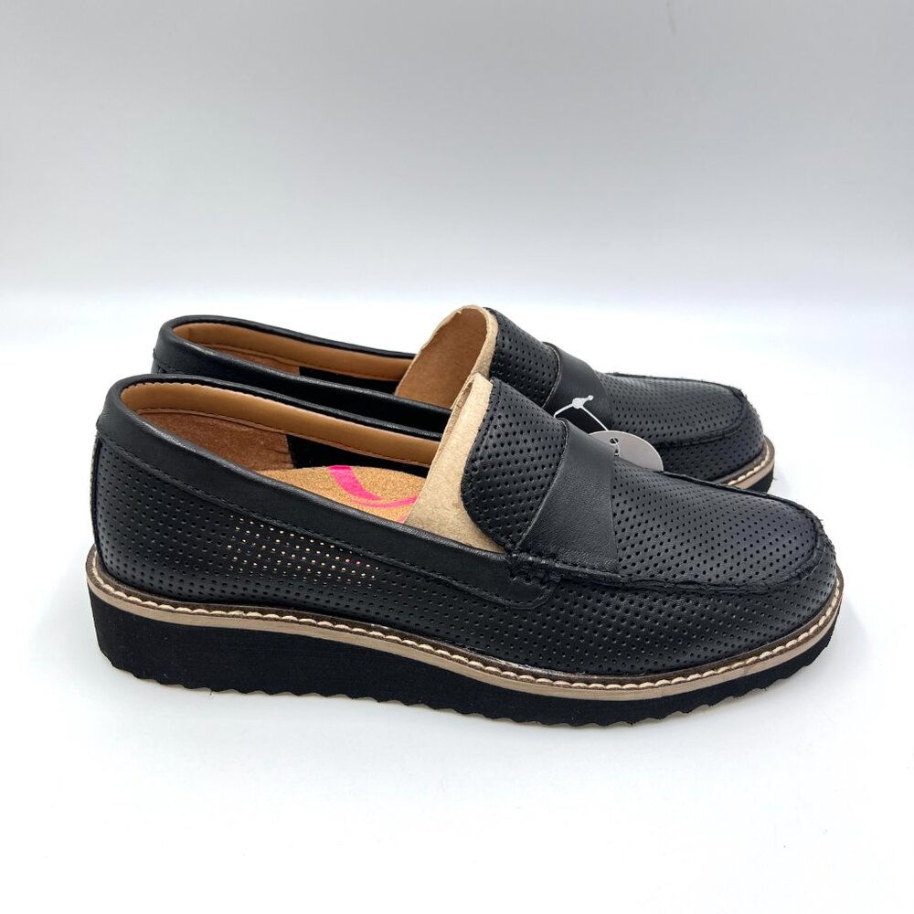 Comfortiva Womens Size 6 Black Perforated Leather Comfort Loafers Shoes